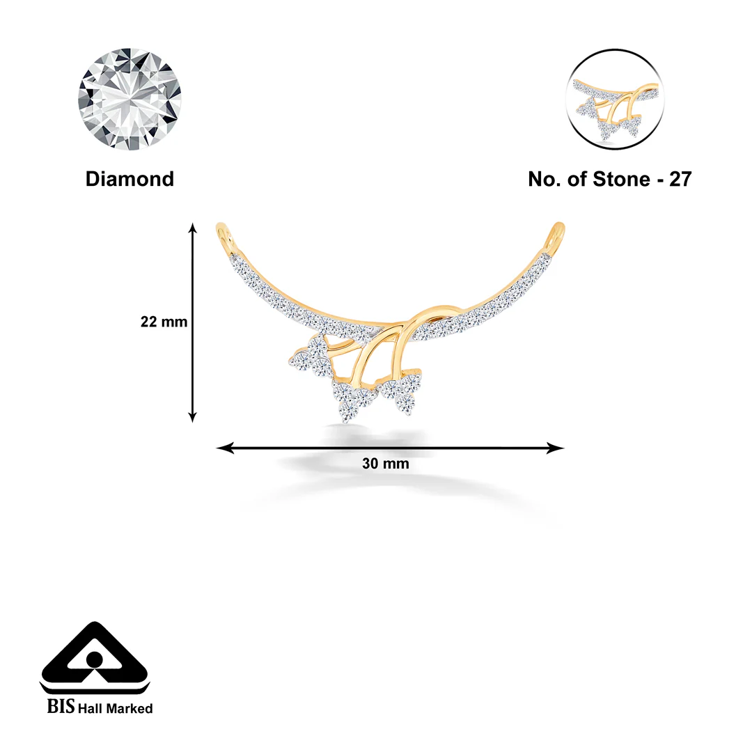 Overlapping Twig Yellow Gold & Diamond Tanmaniya Mangalsutra For Women - Image 5