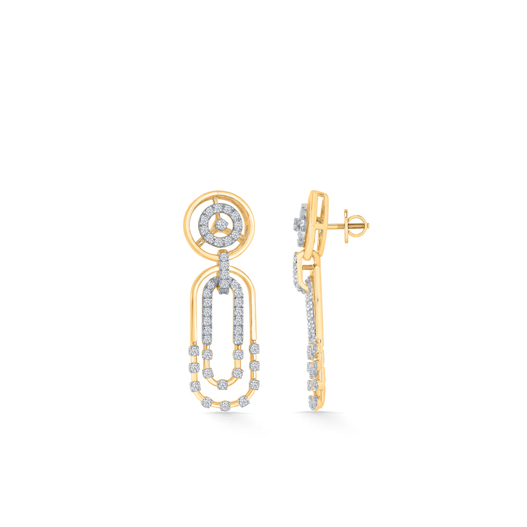 Ovoide Gold & Diamond Drops & Dangler Earring For Women - Image 3