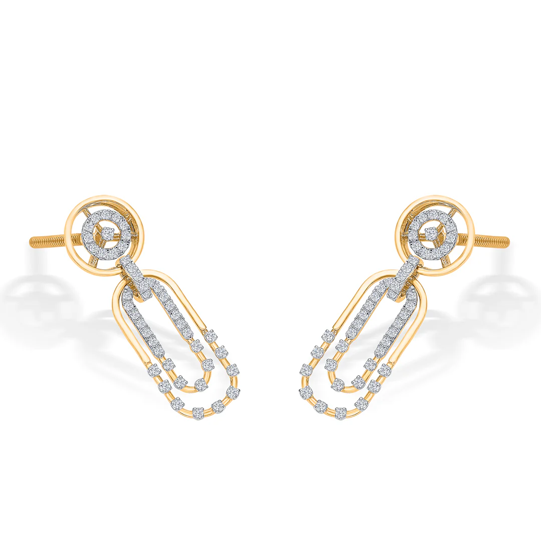 Ovoide Gold & Diamond Drops & Dangler Earring For Women - Image 4