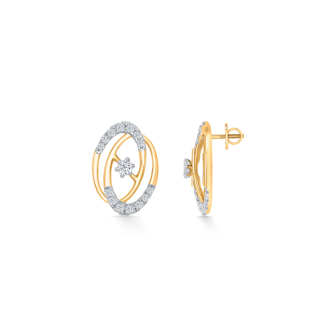 Ovulum Gold & Diamond Stud Earring For Women - Image 3