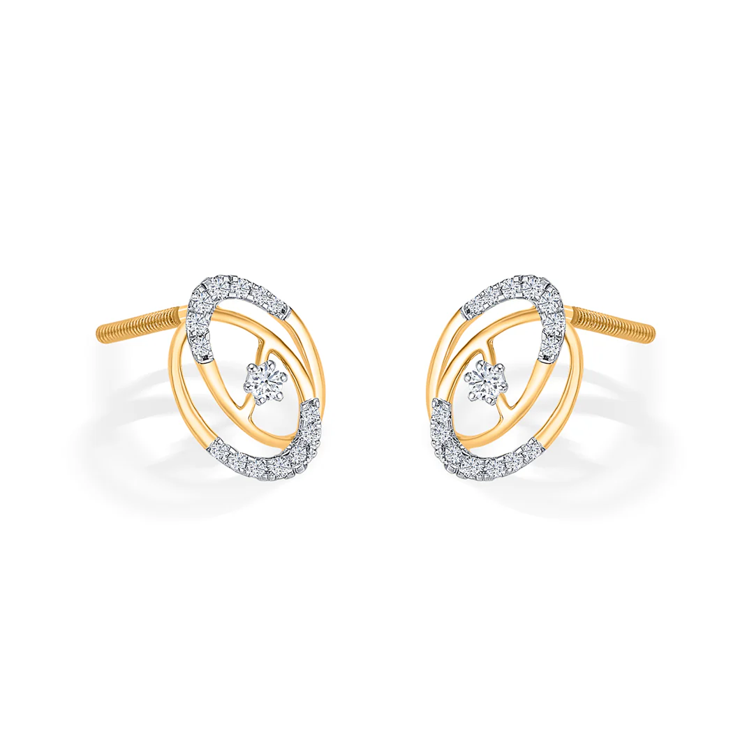 Ovulum Gold & Diamond Stud Earring For Women - Image 4