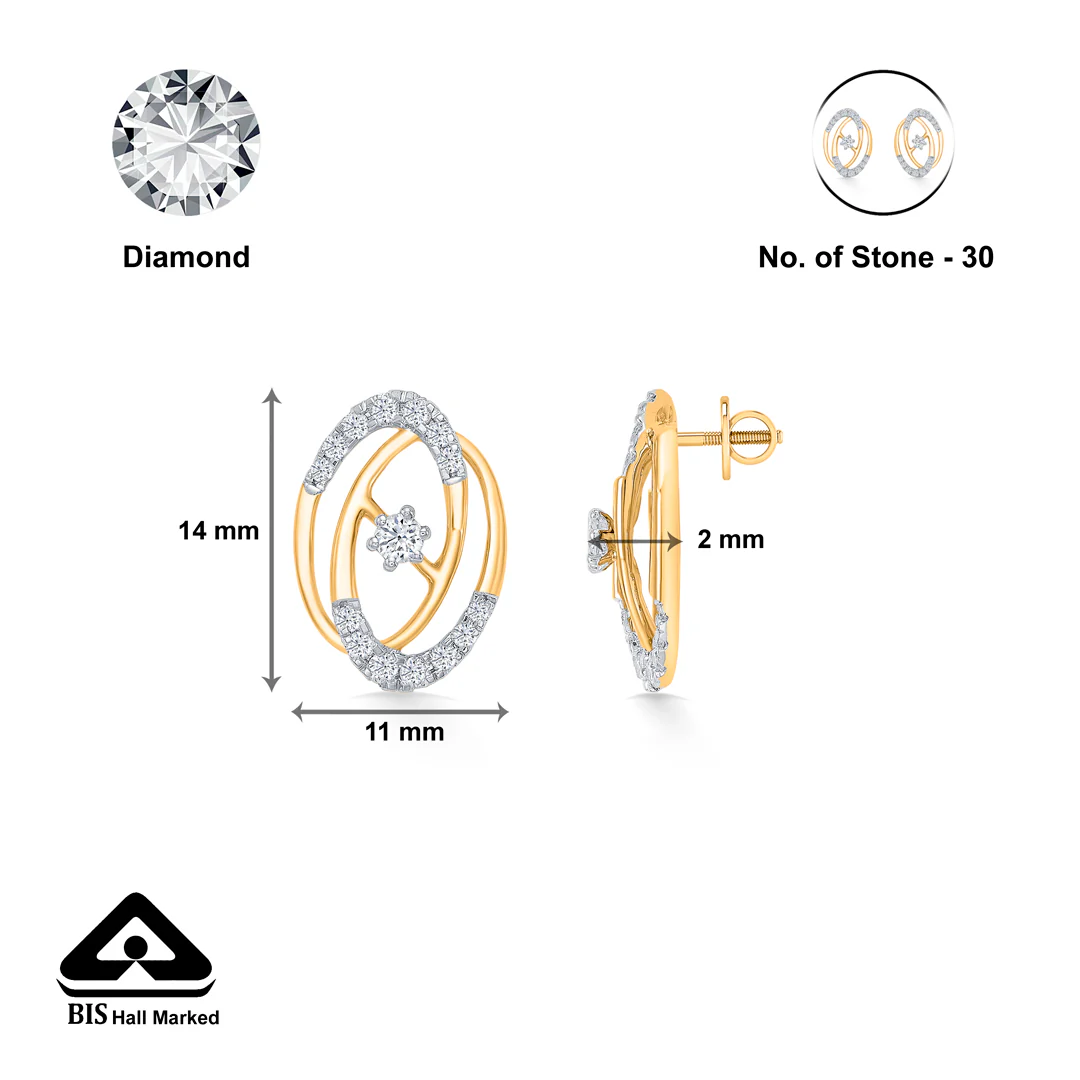 Ovulum Gold & Diamond Stud Earring For Women - Image 5