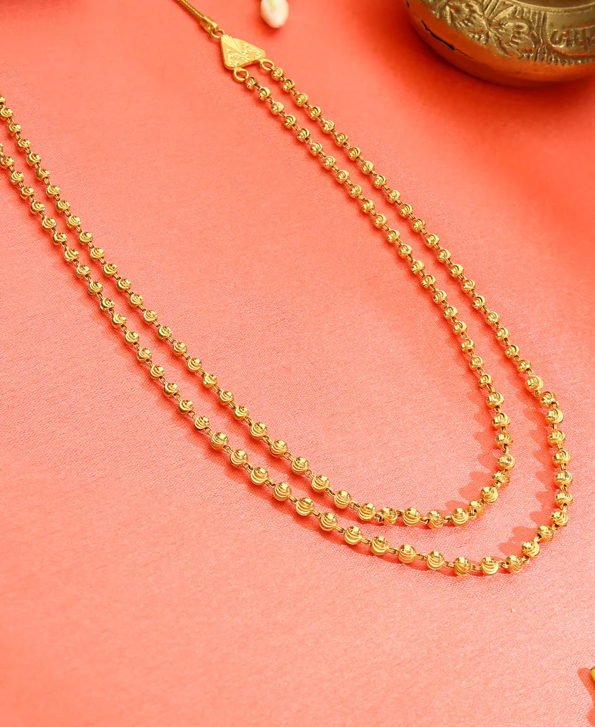 Padma Vertical Maal Yellow Gold Necklace For Women - Image 2