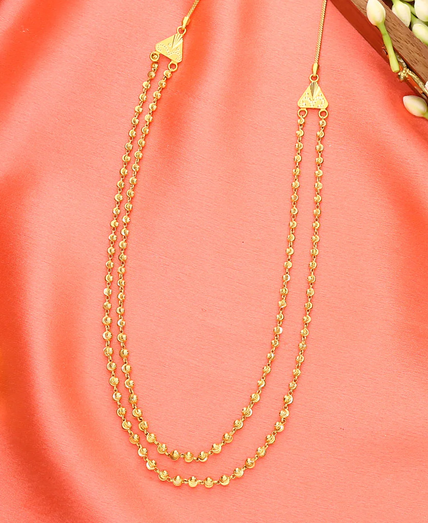 Padma Vertical Maal Yellow Gold Necklace For Women - Image 3