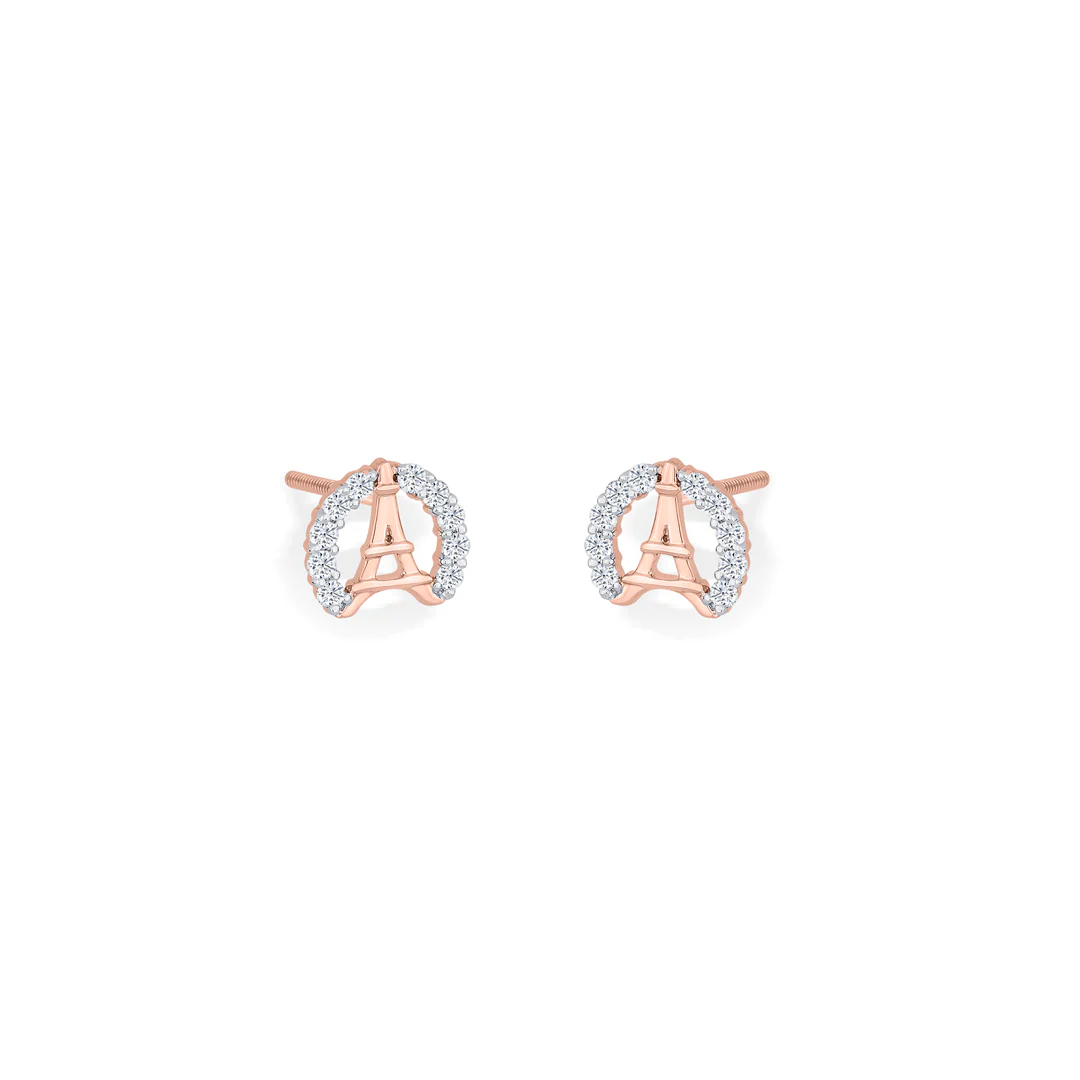 Paris Glow Rose Gold Stud Diamond Earring For Women - Image 3