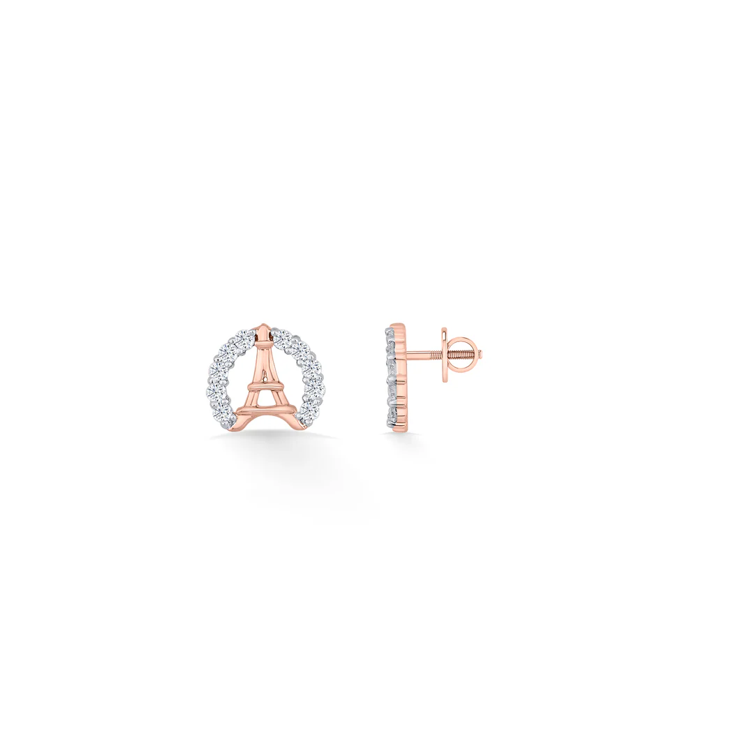 Paris Glow Rose Gold Stud Diamond Earring For Women - Image 4