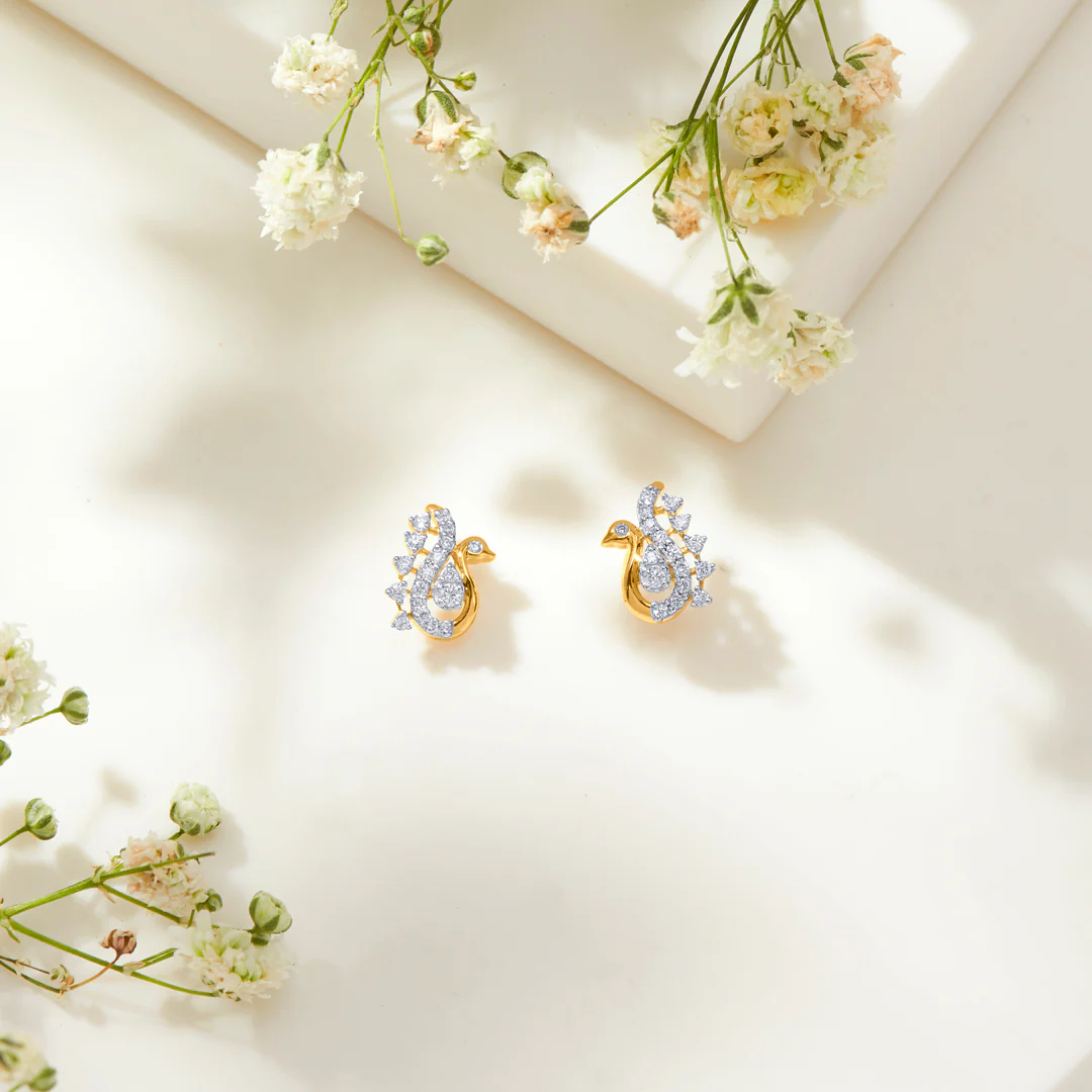 Peacock Gold & Diamond Earring For Women