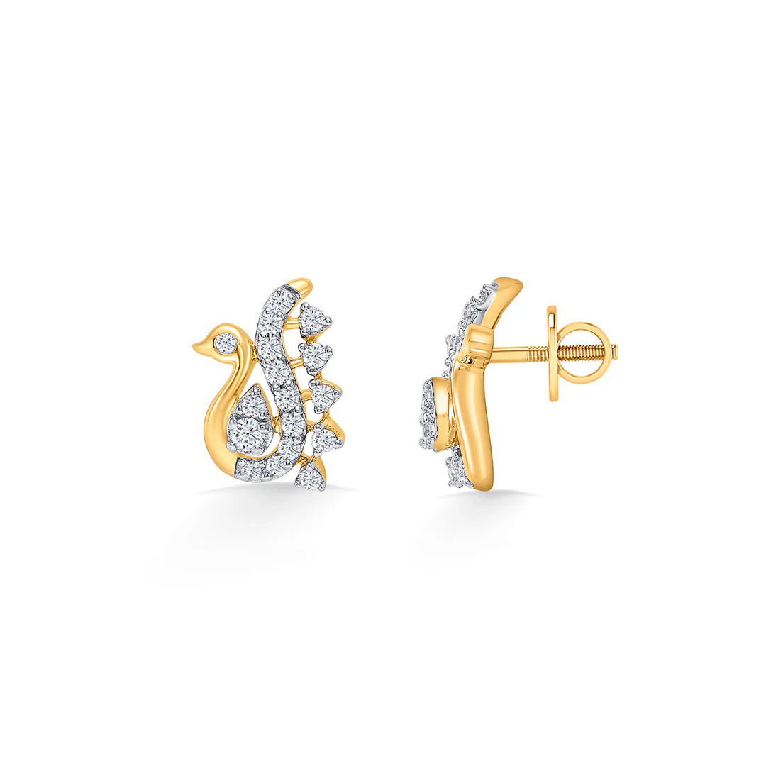 Peacock Gold & Diamond Earring For Women - Image 3