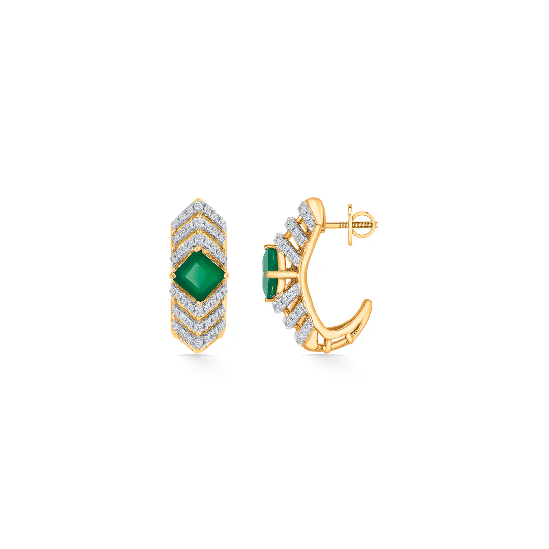 Peridot Gold & Diamond Hoops & Huggies Earring For Women - Image 3