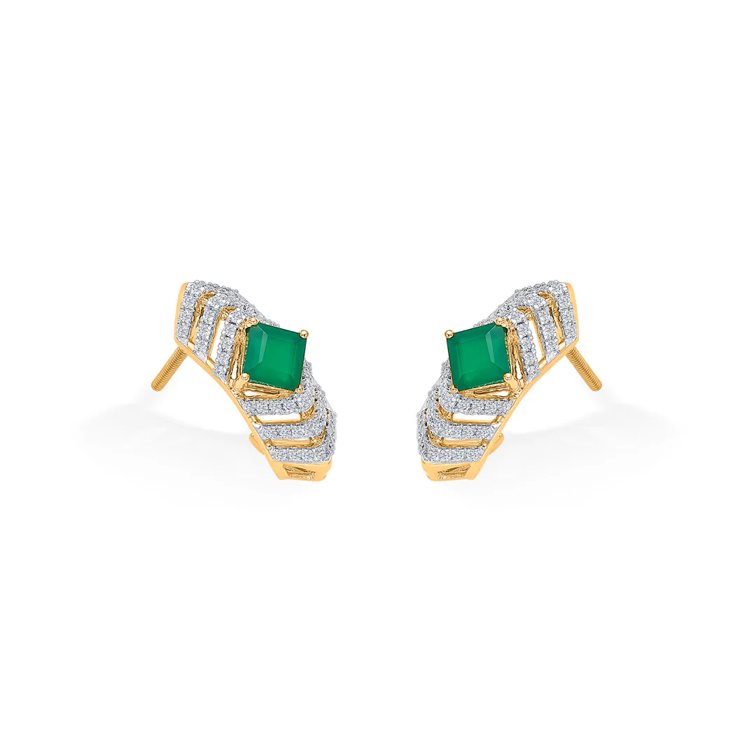 Peridot Gold & Diamond Hoops & Huggies Earring For Women - Image 4