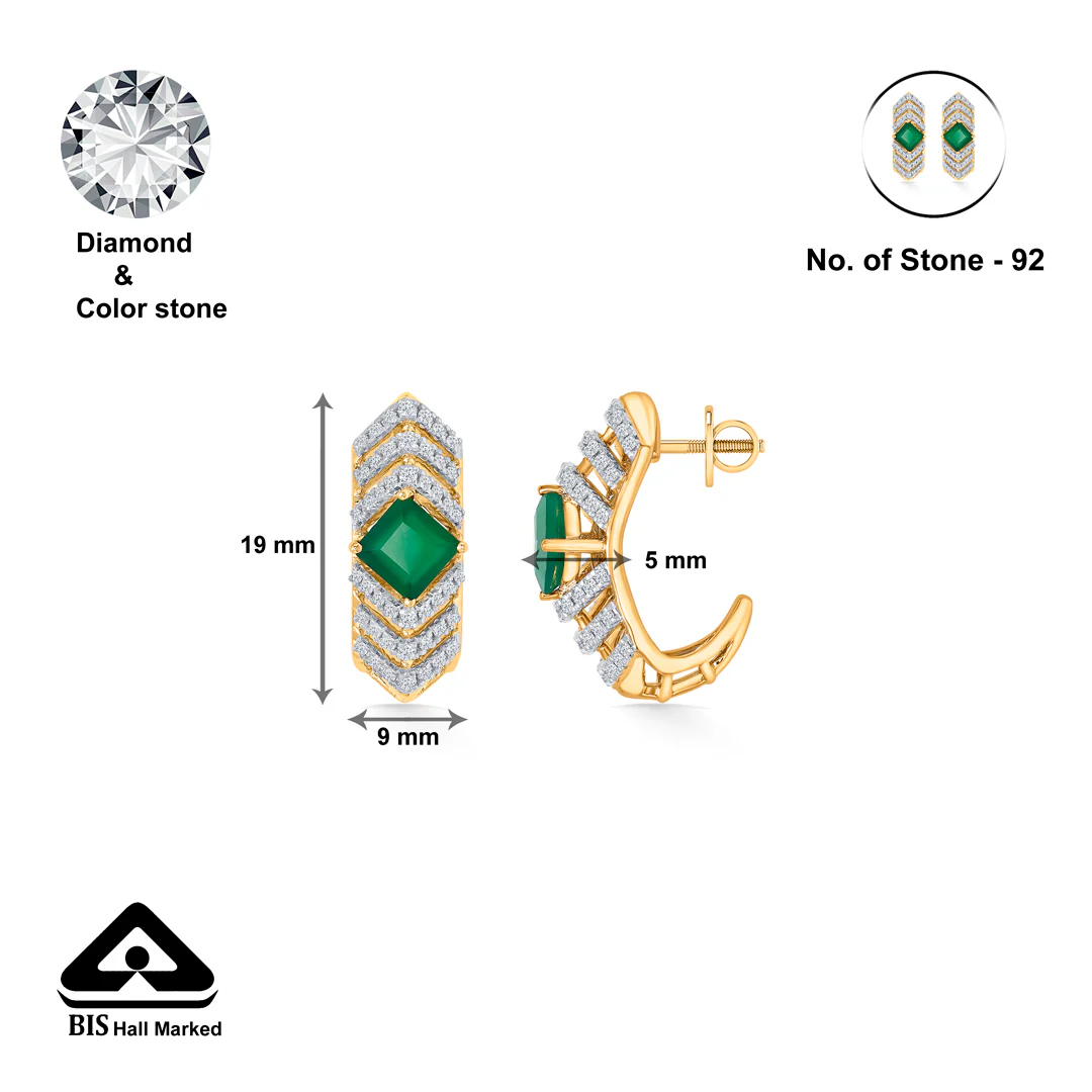 Peridot Gold & Diamond Hoops & Huggies Earring For Women - Image 5