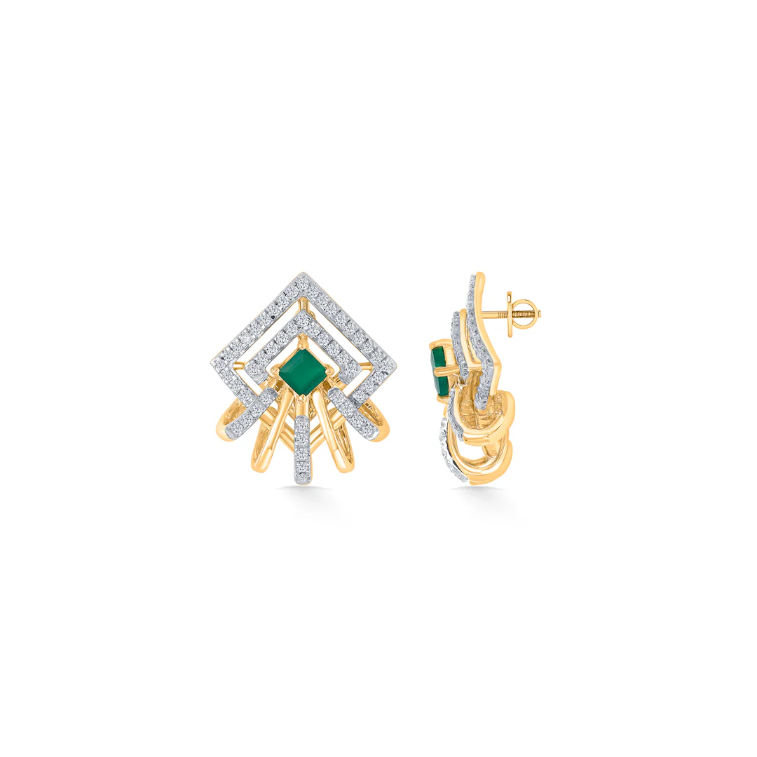 Peridot Gold & Diamond Stud Earring For Women - Image 3