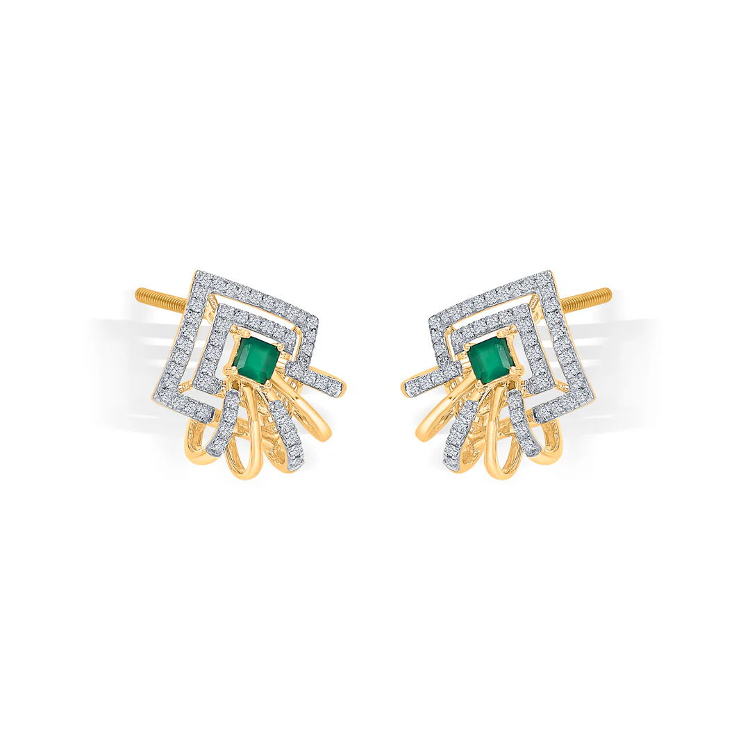 Peridot Gold & Diamond Stud Earring For Women - Image 4