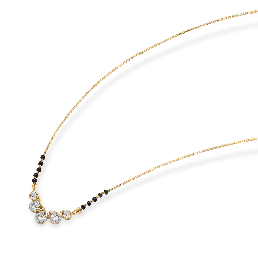 Petal Essence Gold & Diamond Modern Mangalsutra For Women - Image 3