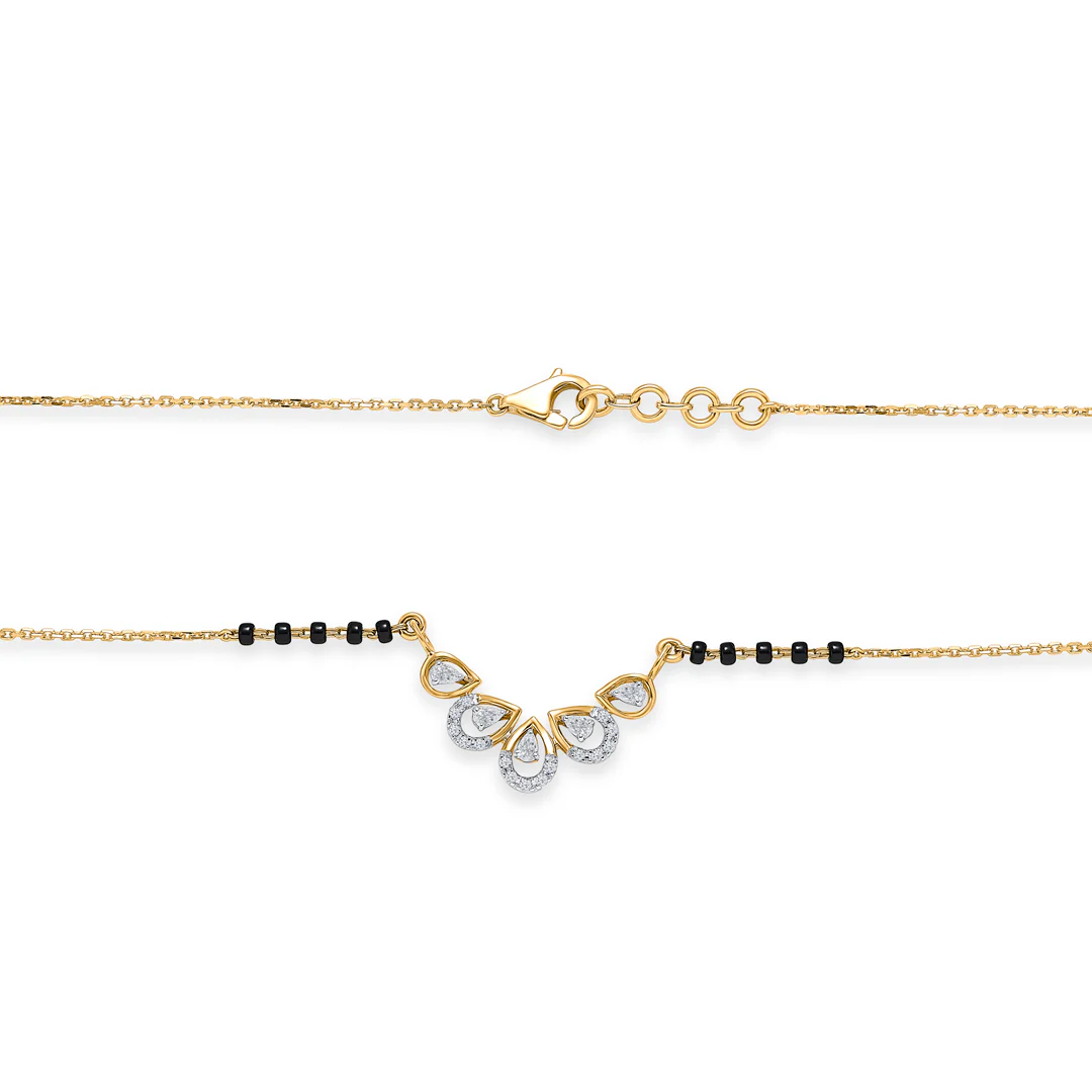 Petal Essence Gold & Diamond Modern Mangalsutra For Women - Image 4