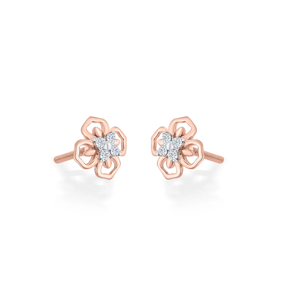 Petal Prism Rose Gold Stud Diamond Earring For Women - Image 2
