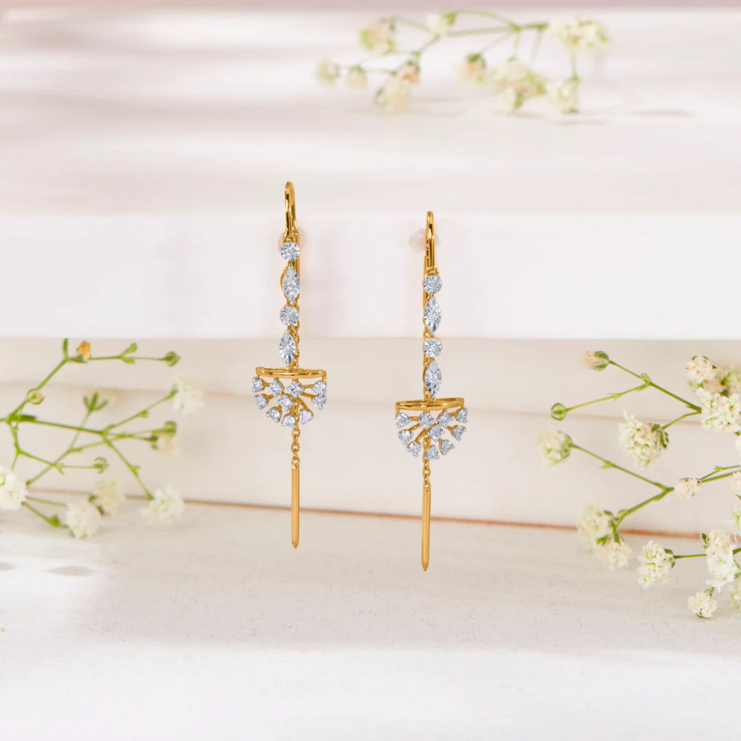 Petalora Gold & Diamond Drops & Dangler Earring For Women