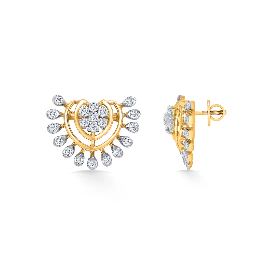 Petalora Gold & Diamond Stud Earring For Women - Image 3