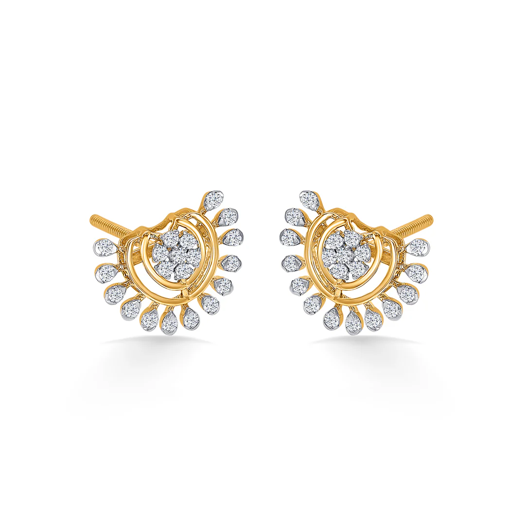 Petalora Gold & Diamond Stud Earring For Women - Image 4