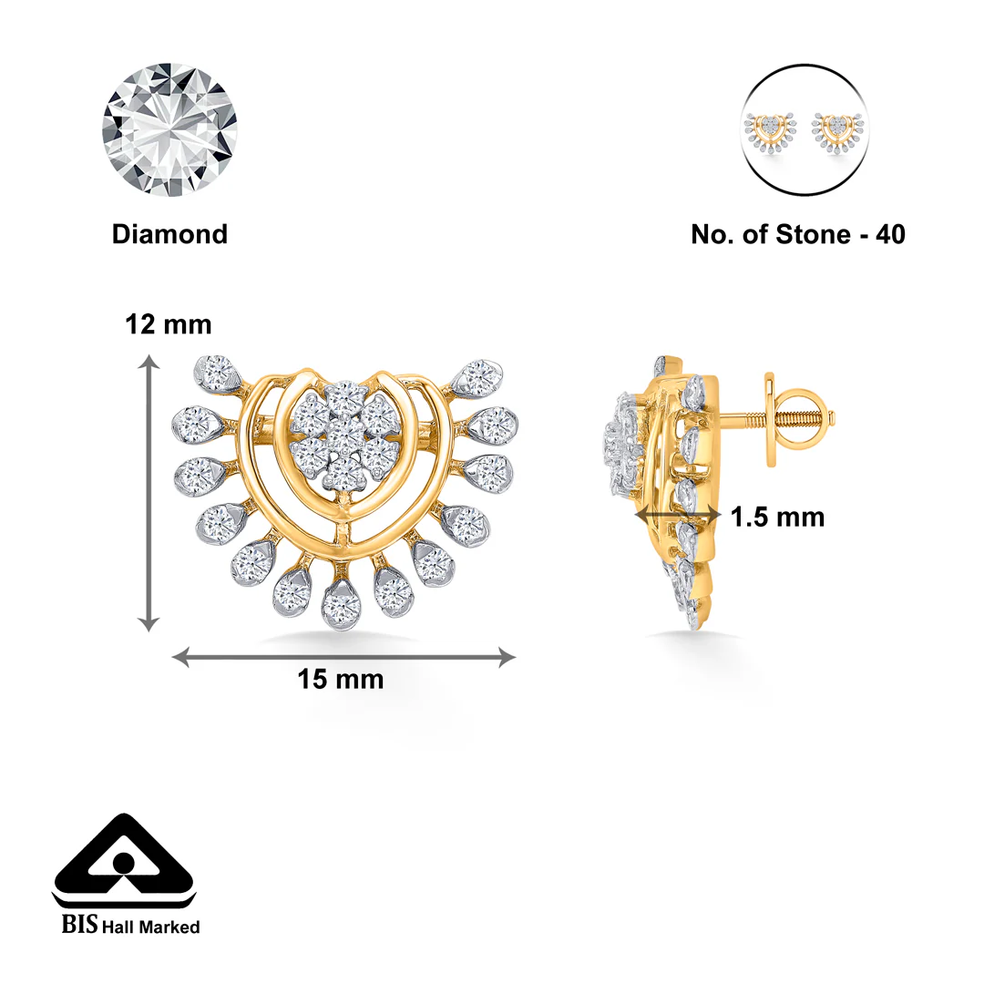 Petalora Gold & Diamond Stud Earring For Women - Image 5