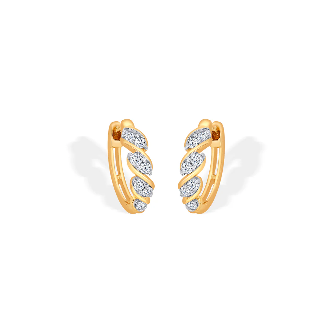 Petals Yellow Gold & Diamond Stud Earring For Women - Image 3