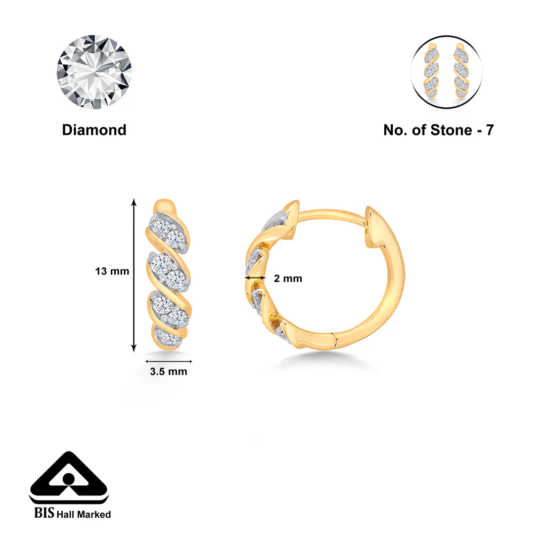 Petals Yellow Gold & Diamond Stud Earring For Women - Image 5