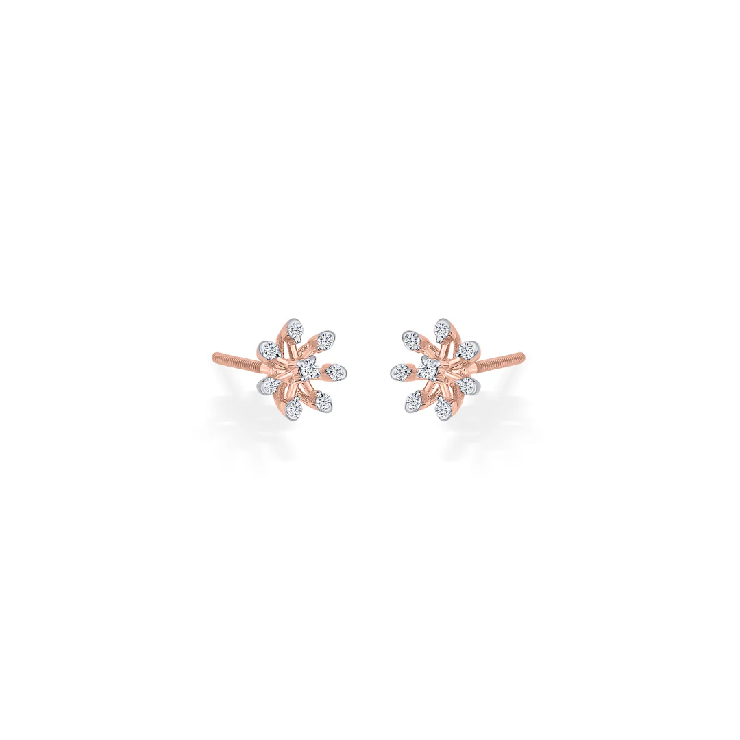 Petite Flora Gold & Diamond Stud Earring For Women - Image 3