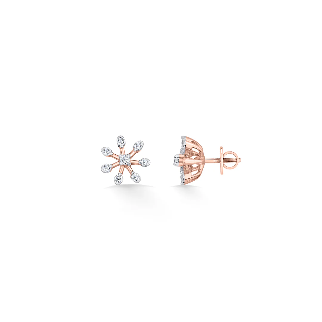 Petite Flora Gold & Diamond Stud Earring For Women - Image 4