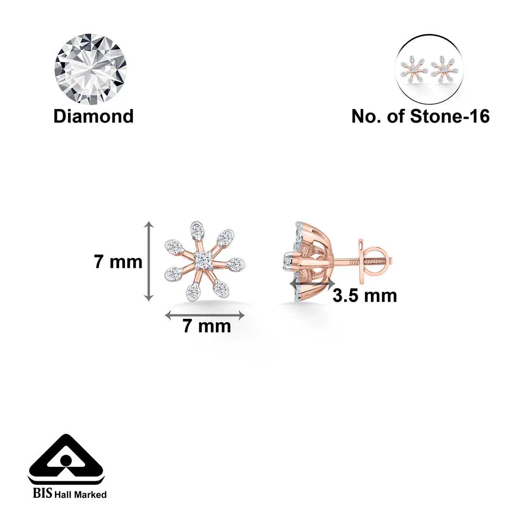 Petite Flora Gold & Diamond Stud Earring For Women - Image 5