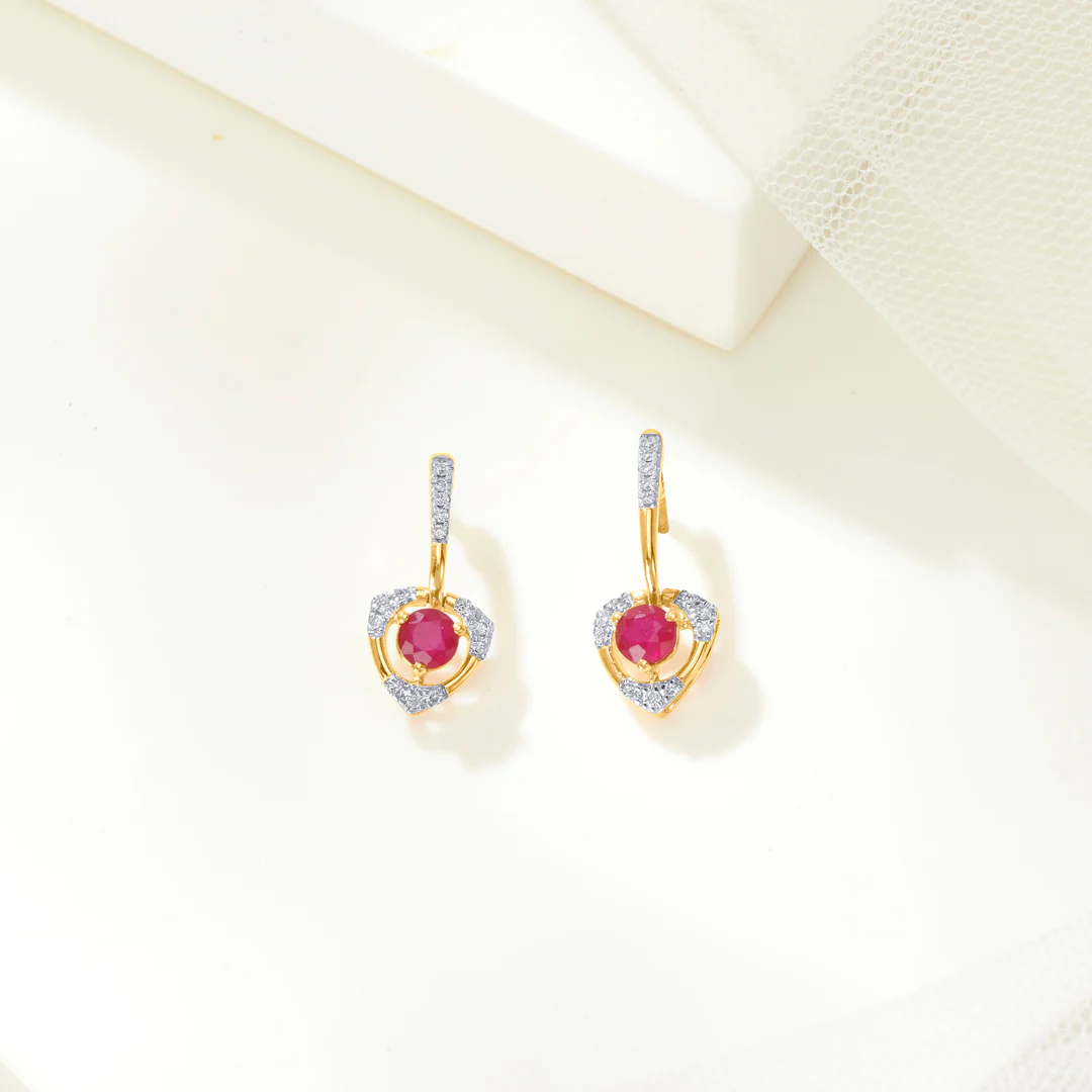 Pink Enchantment Gold Dangler Earring For Women
