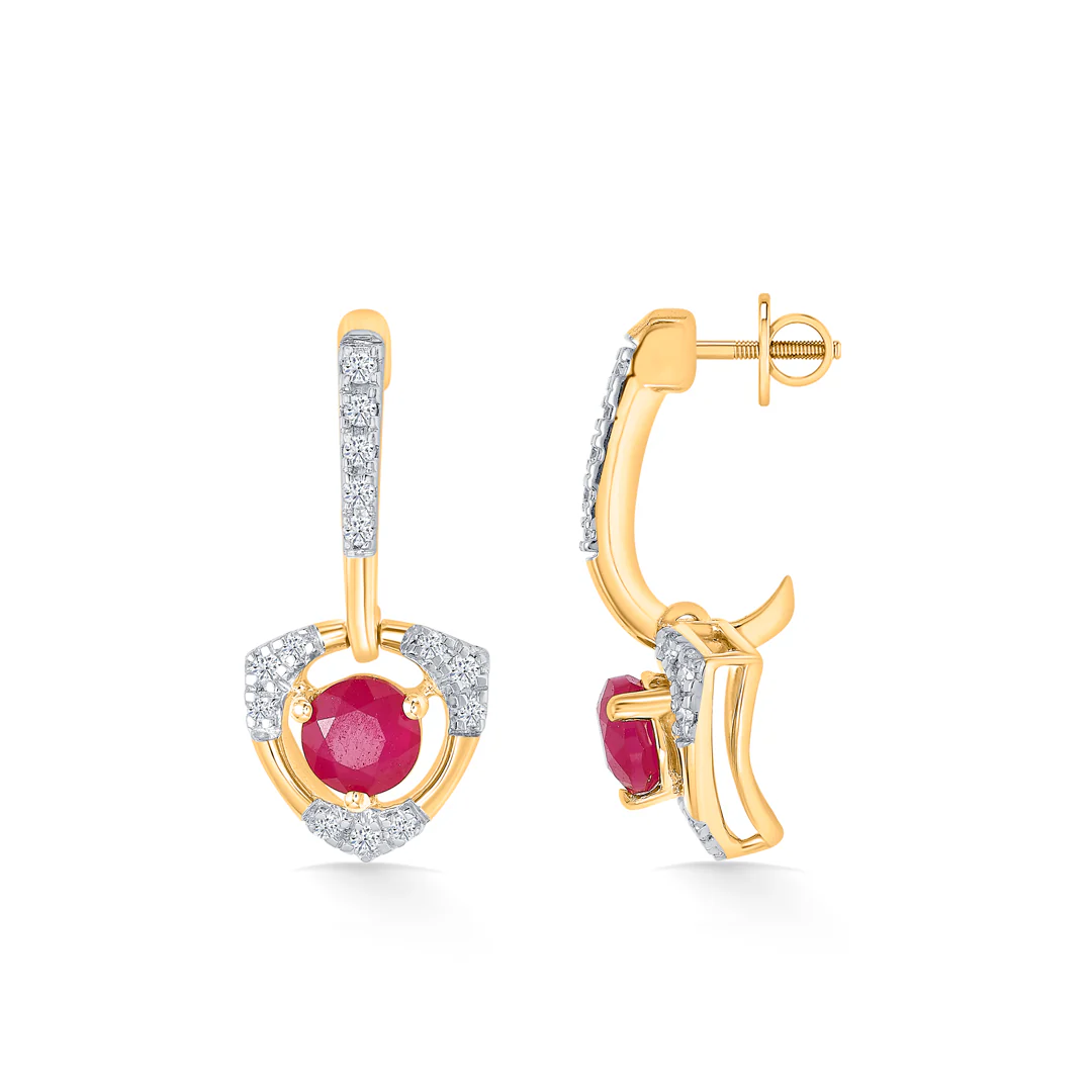 Pink Enchantment Gold Dangler Earring For Women - Image 3