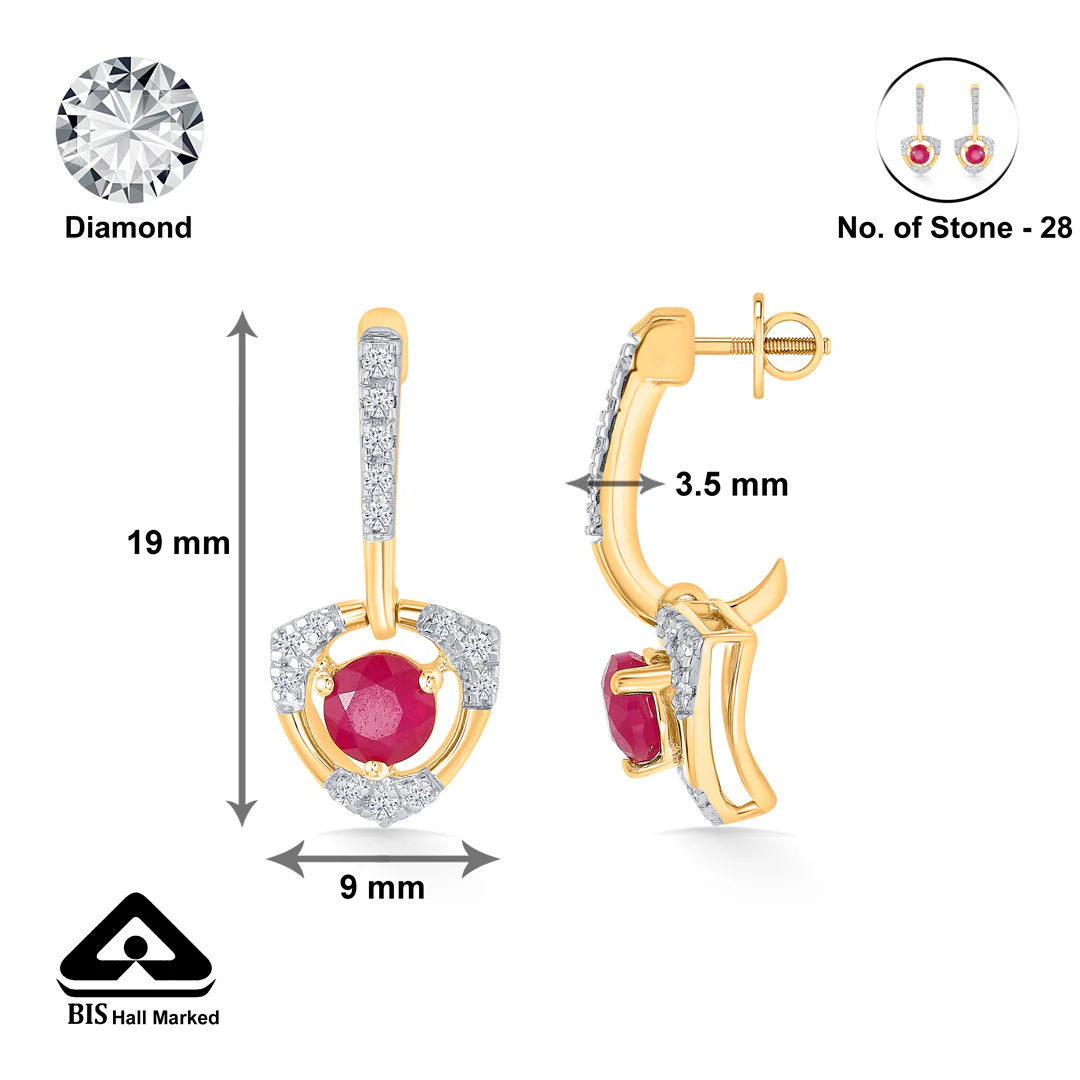 Pink Enchantment Gold Dangler Earring For Women - Image 5