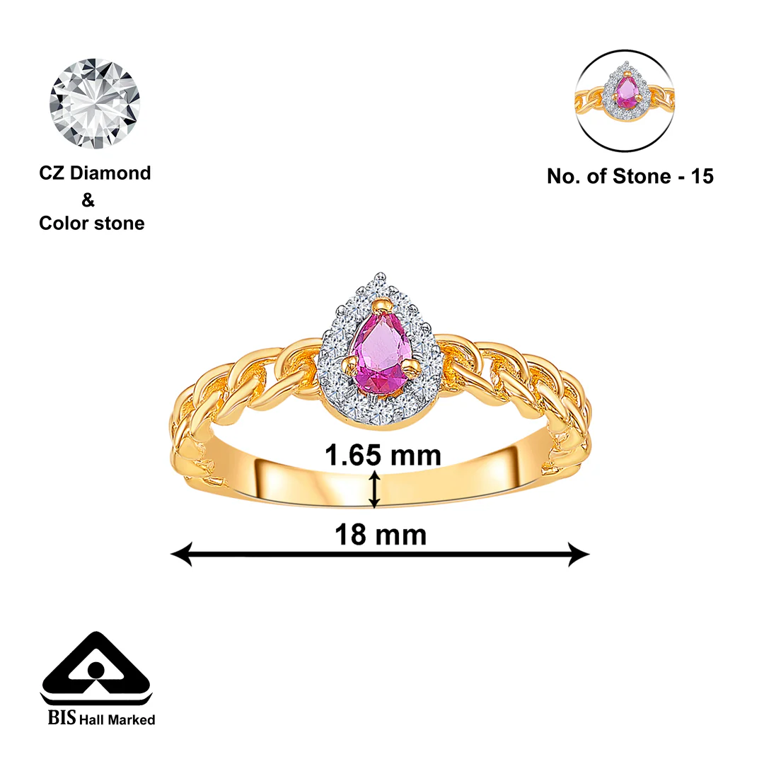 Pink Essence Gold Fashion Ring For Women - Image 2