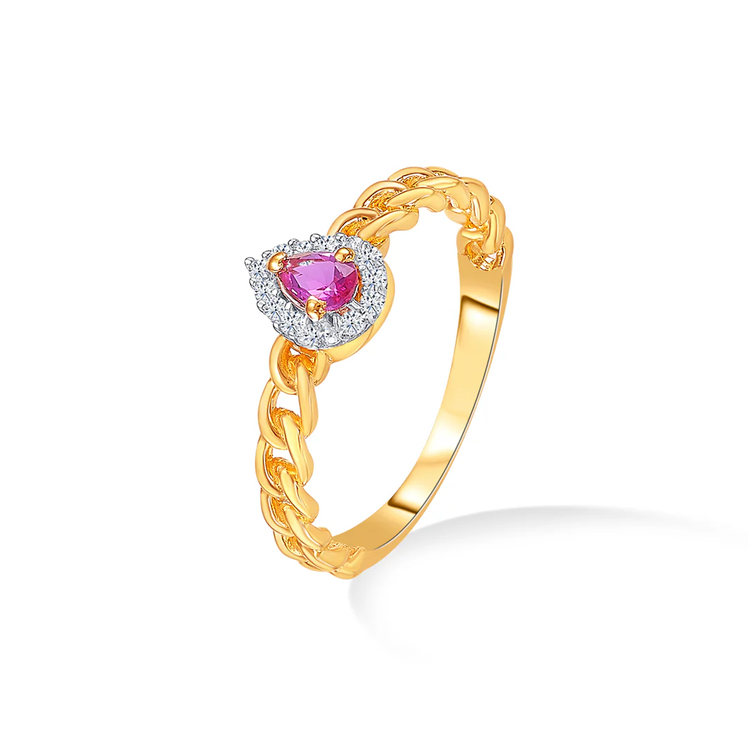 Pink Essence Gold Fashion Ring For Women - Image 3
