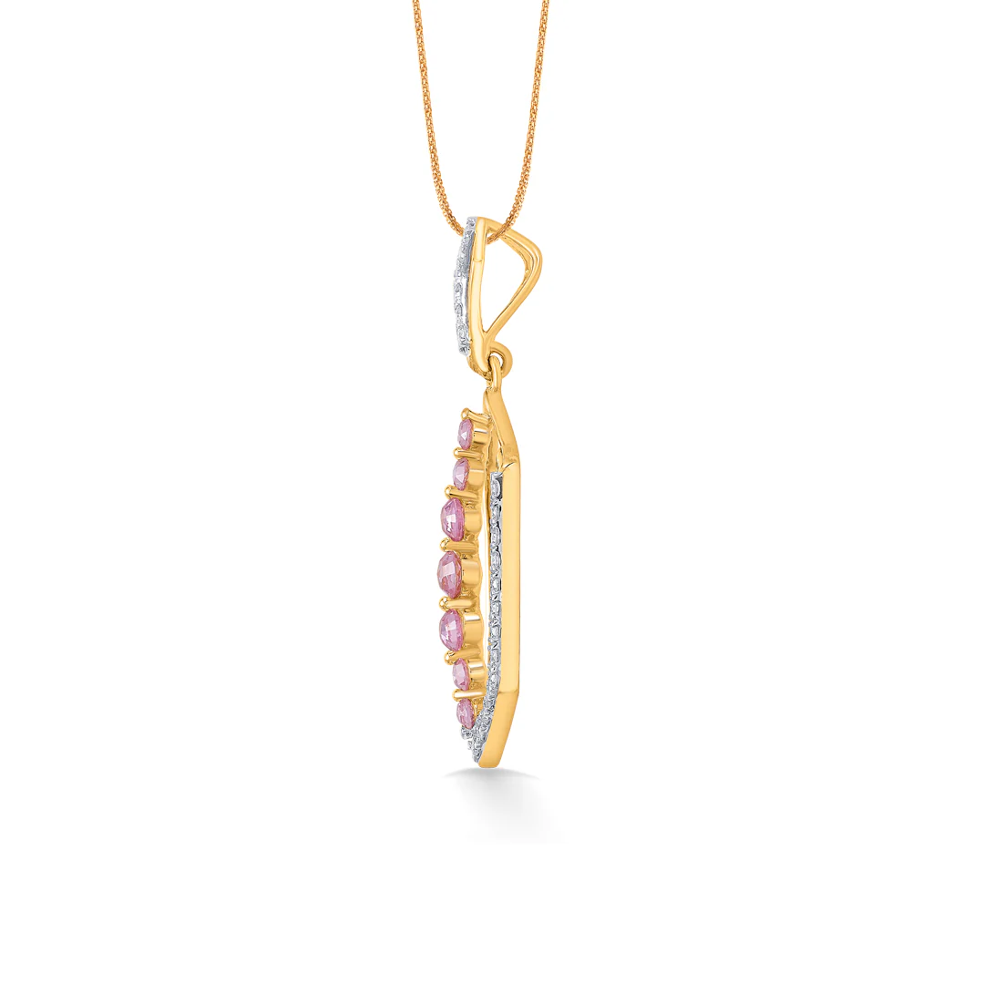 Pink Vector Gold & Diamond Classic Pendant - Image 2