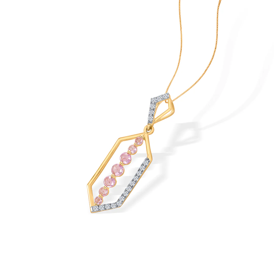 Pink Vector Gold & Diamond Classic Pendant - Image 3