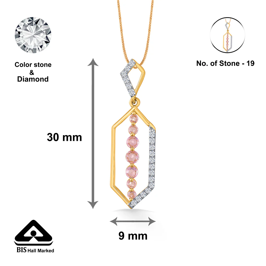 Pink Vector Gold & Diamond Classic Pendant - Image 4
