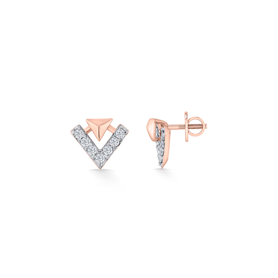 Pinnacle Spark Gold Stud Diamond Earring for Women - Image 4