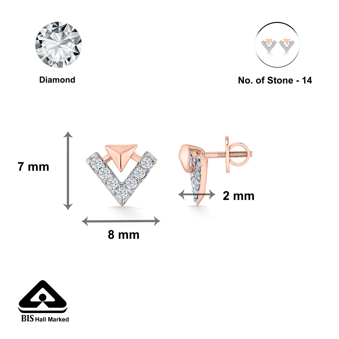Pinnacle Spark Gold Stud Diamond Earring for Women - Image 5
