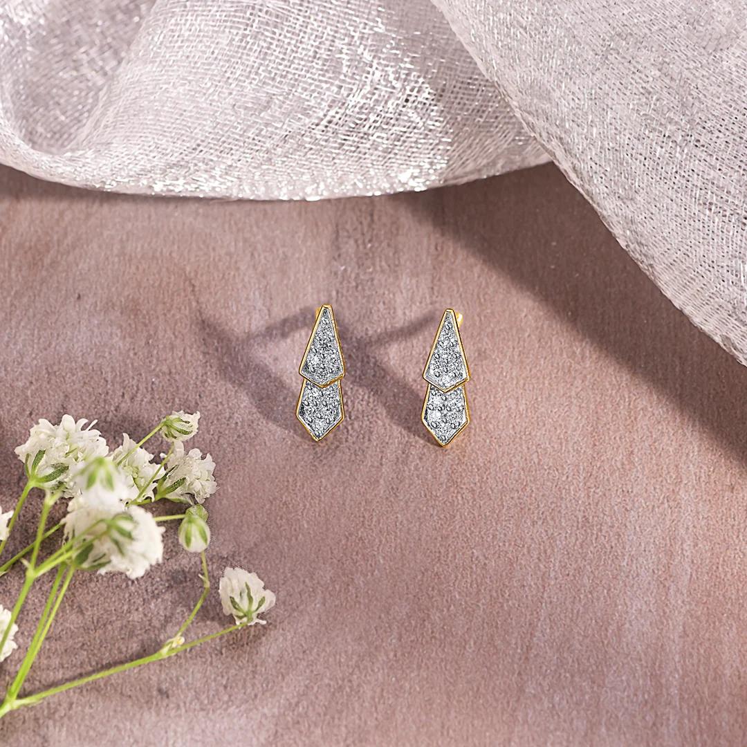 Pointelle Lux Gold & Diamond Stud Earring