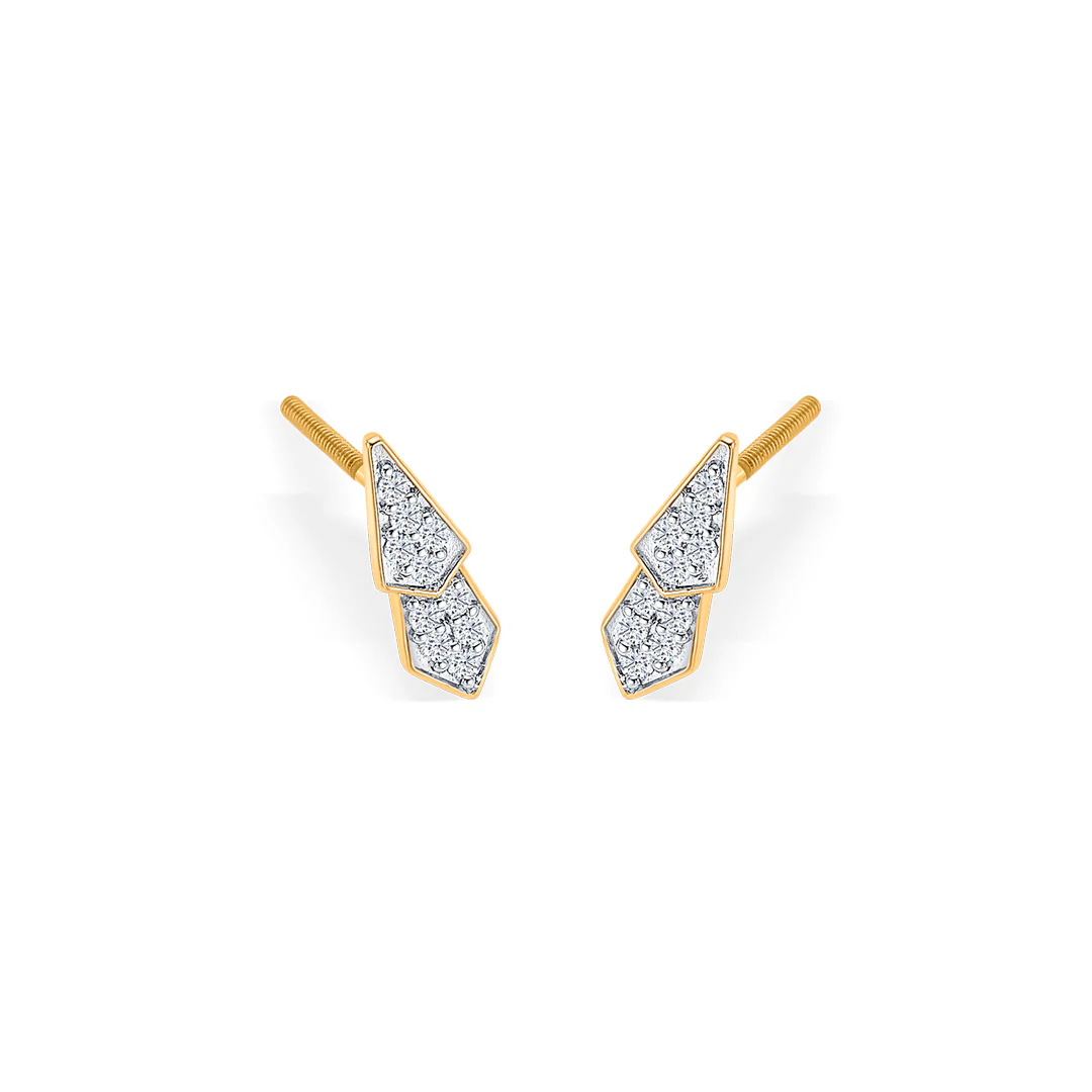 Pointelle Lux Gold & Diamond Stud Earring - Image 2