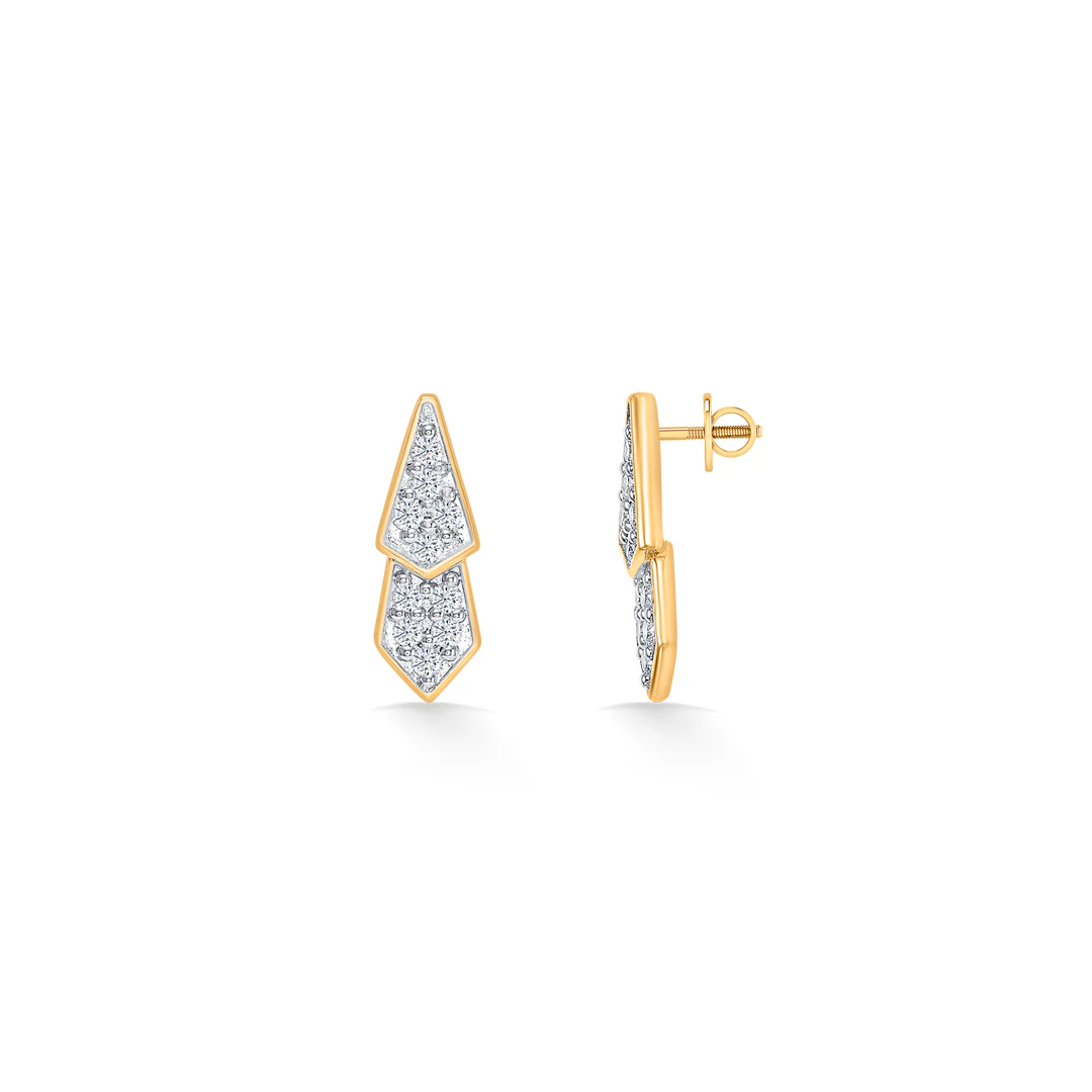 Pointelle Lux Gold & Diamond Stud Earring - Image 3