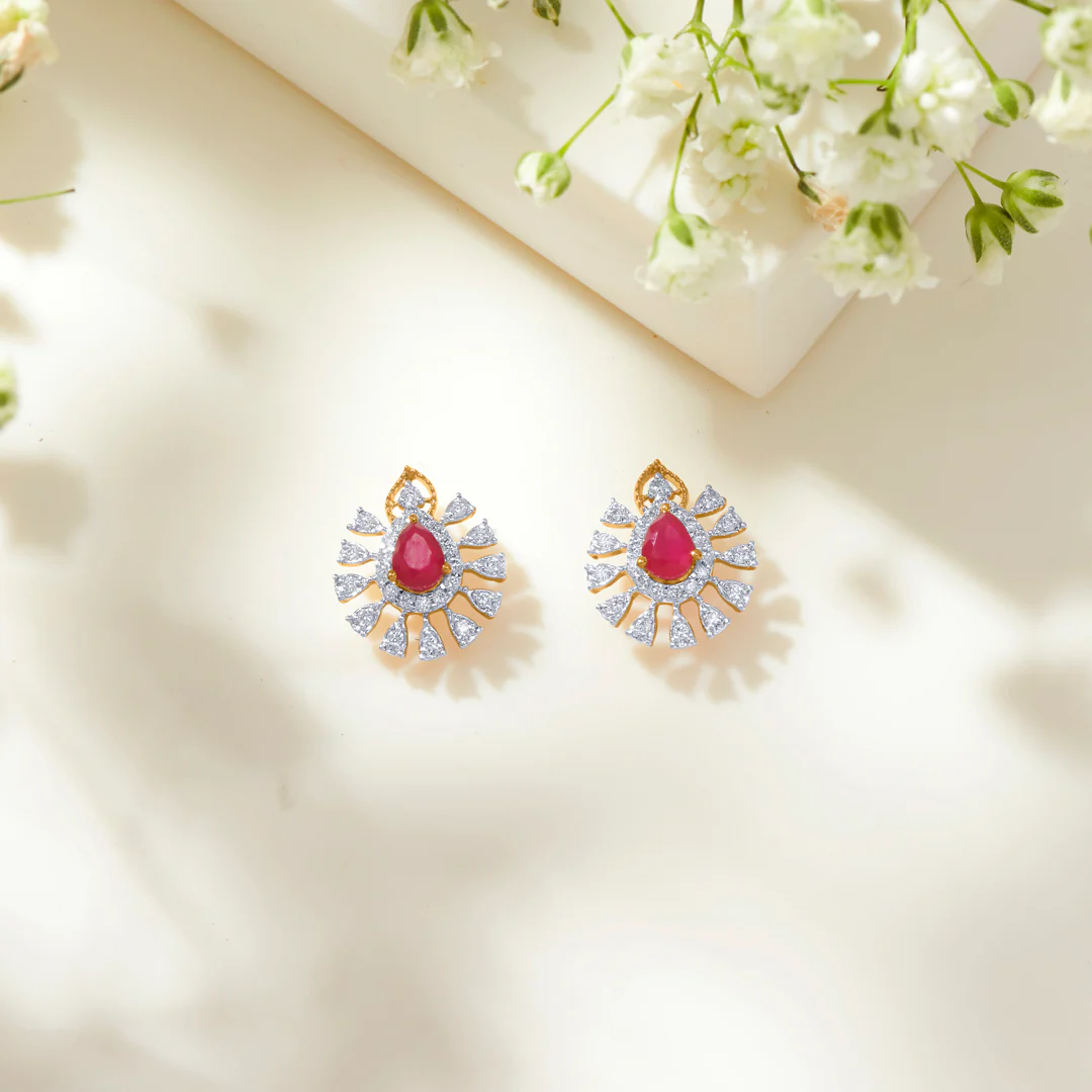 Pretty in Pink Gold Dangler Earring For Women