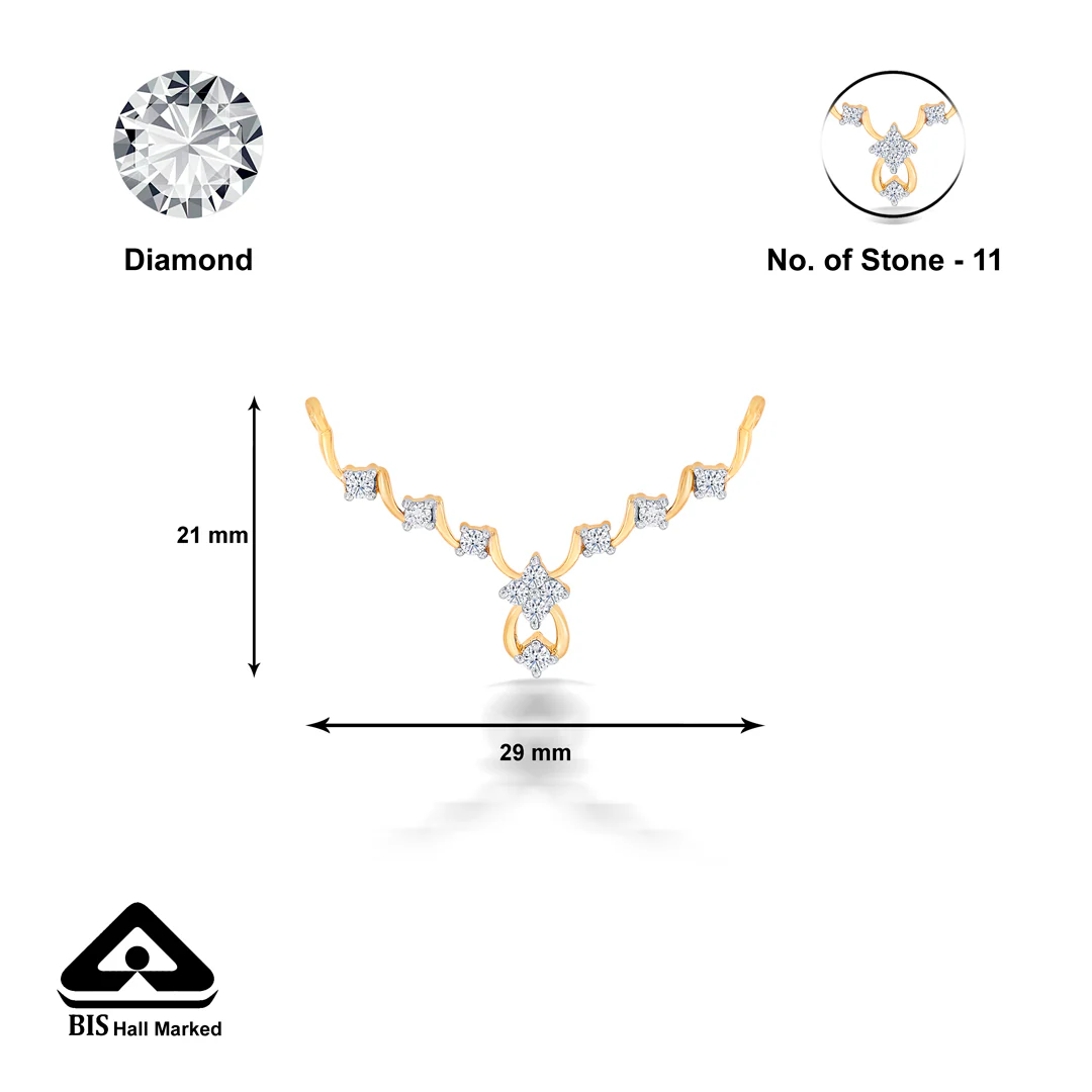 Princess Yellow Gold & Diamond Tanmaniya Mangalsutra For Women - Image 5