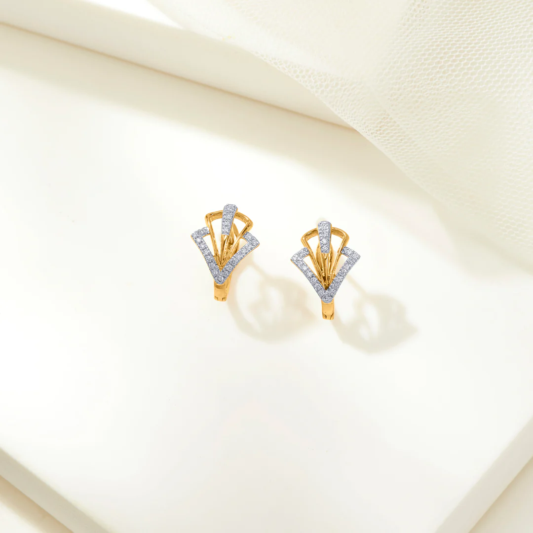 Prism Edge Gold Hoops & Huggies Earring For Women