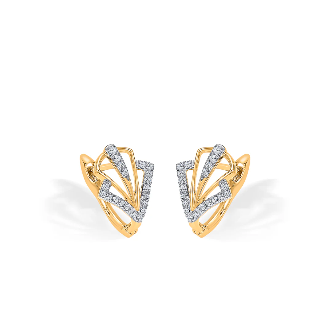 Prism Edge Gold Hoops & Huggies Earring For Women - Image 4