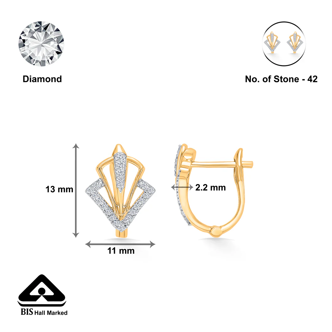 Prism Edge Gold Hoops & Huggies Earring For Women - Image 5