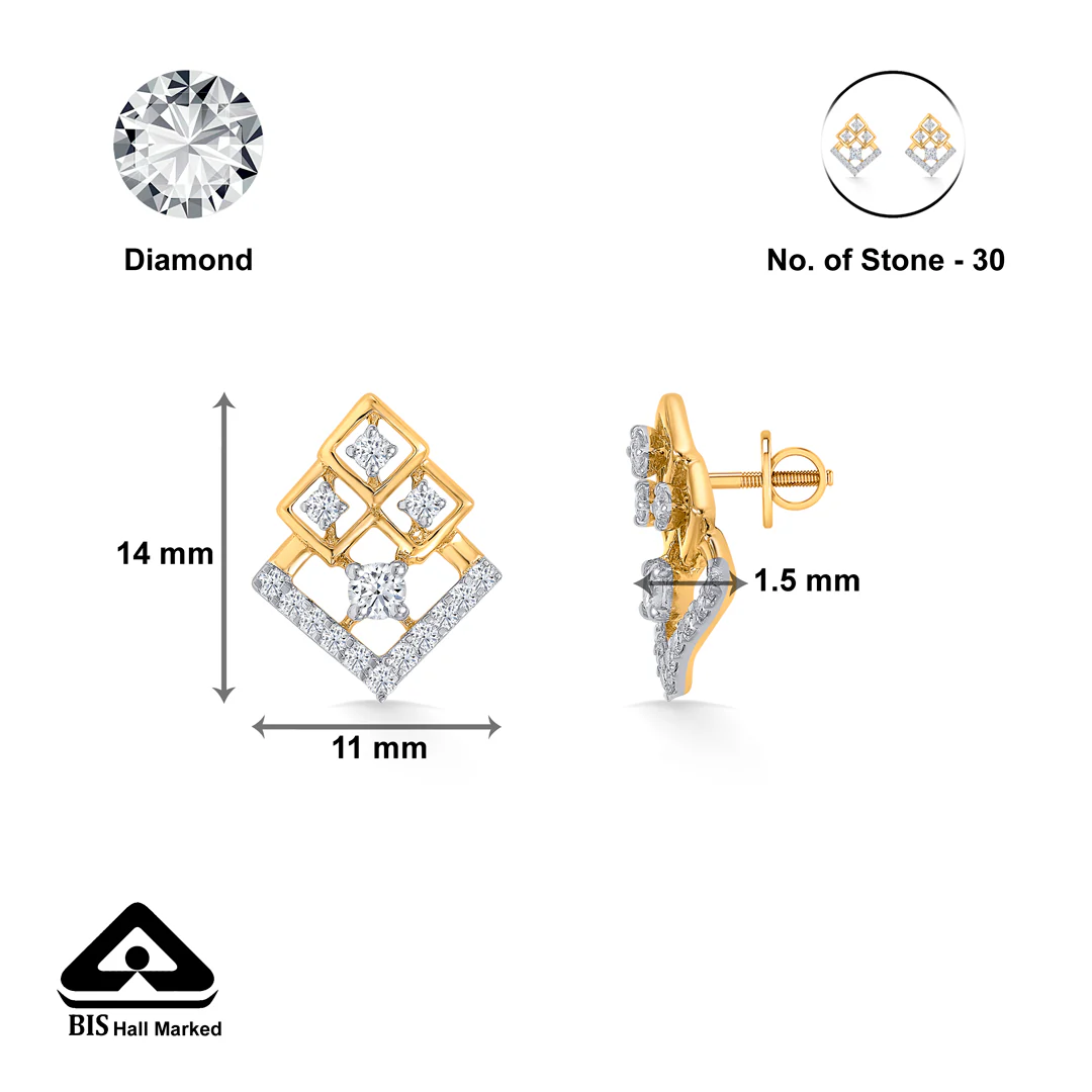 Prism Stack Gold & Diamond Stud Earring - Image 4