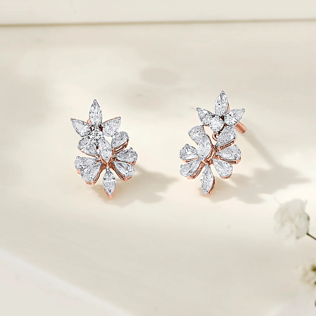 Prismatic Blossom Yellow Gold Stud Earring for Women