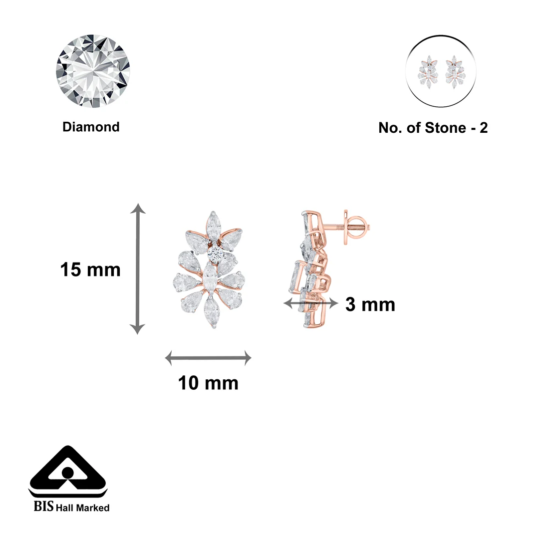 Prismatic Blossom Yellow Gold Stud Earring for Women - Image 5
